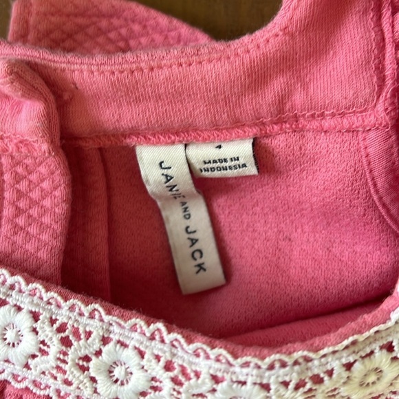 Janie and jack pink quilted short romper lace ruffles girls 4 - Picture 4 of 7